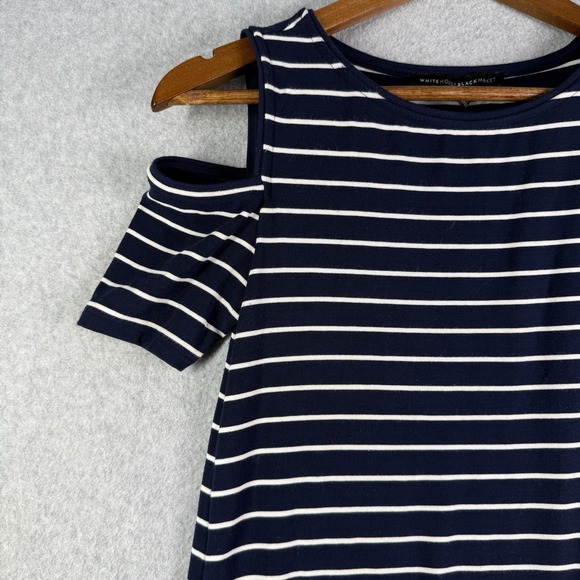 WHBM Cold Shoulder Women's XXS Stripe Jersey Knit Shift Dress - Picture 2 of 11